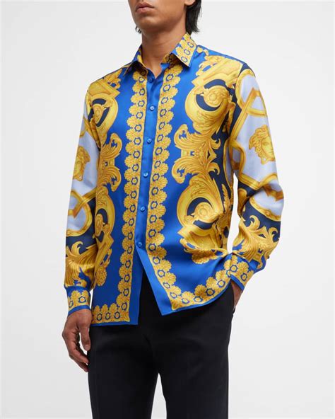 silk shirt mens versace style|versace men silk shirt sale.